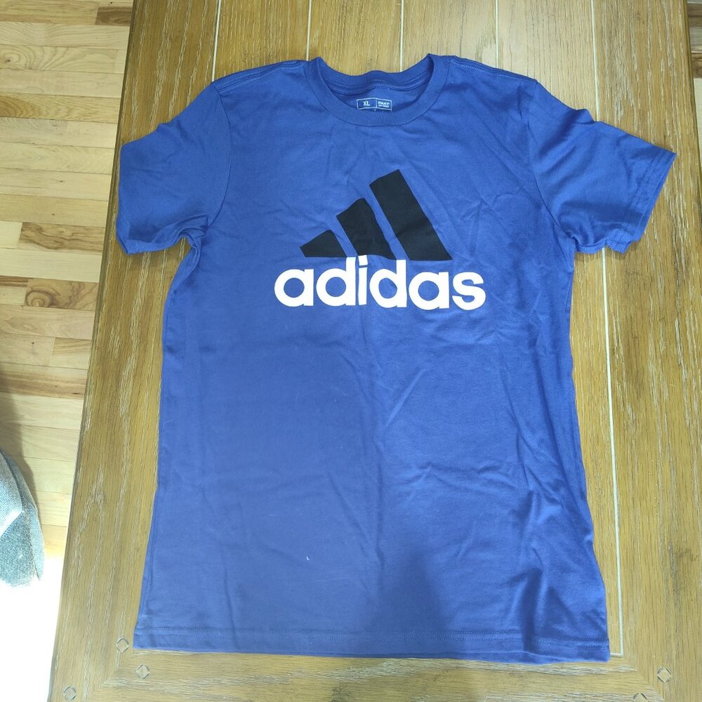 Adidas Cotton Tee Boys Blue NWT XL (18/20)